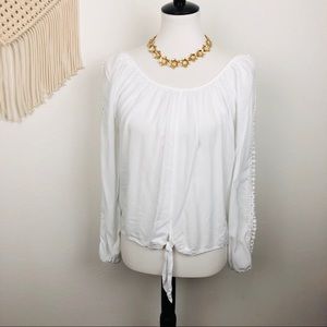 American Rag Sheer White Rayon Lace Top Size M